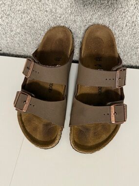Birkenstock Brown Two-Buckle Slide Sandals